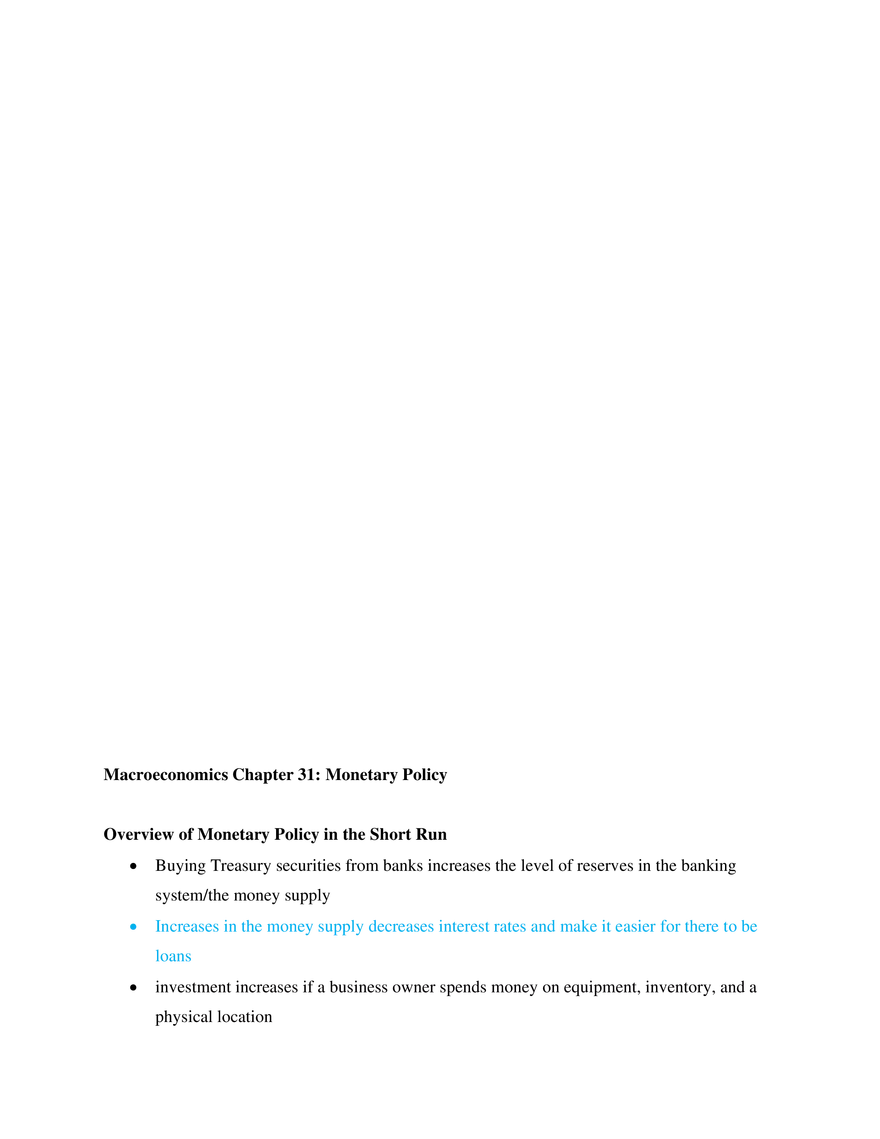 Chapter 31 Macroeconomics- Monetary Policy - Page 1