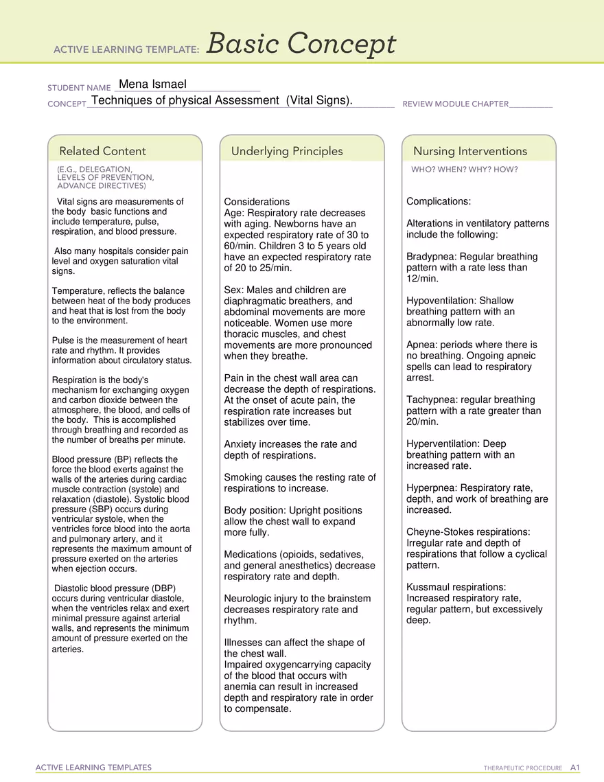 Techniques Of Physical Assessment (Vital Signs) - Page 1