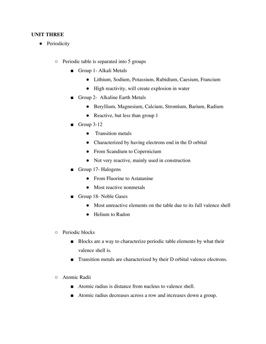 IB SL Chemistry Unit 3 - Page 1