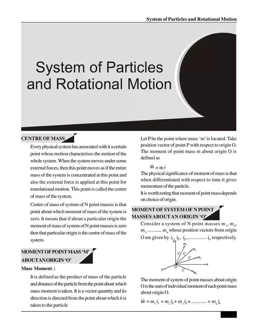 System of Particles and Rotational Motion - Page 1