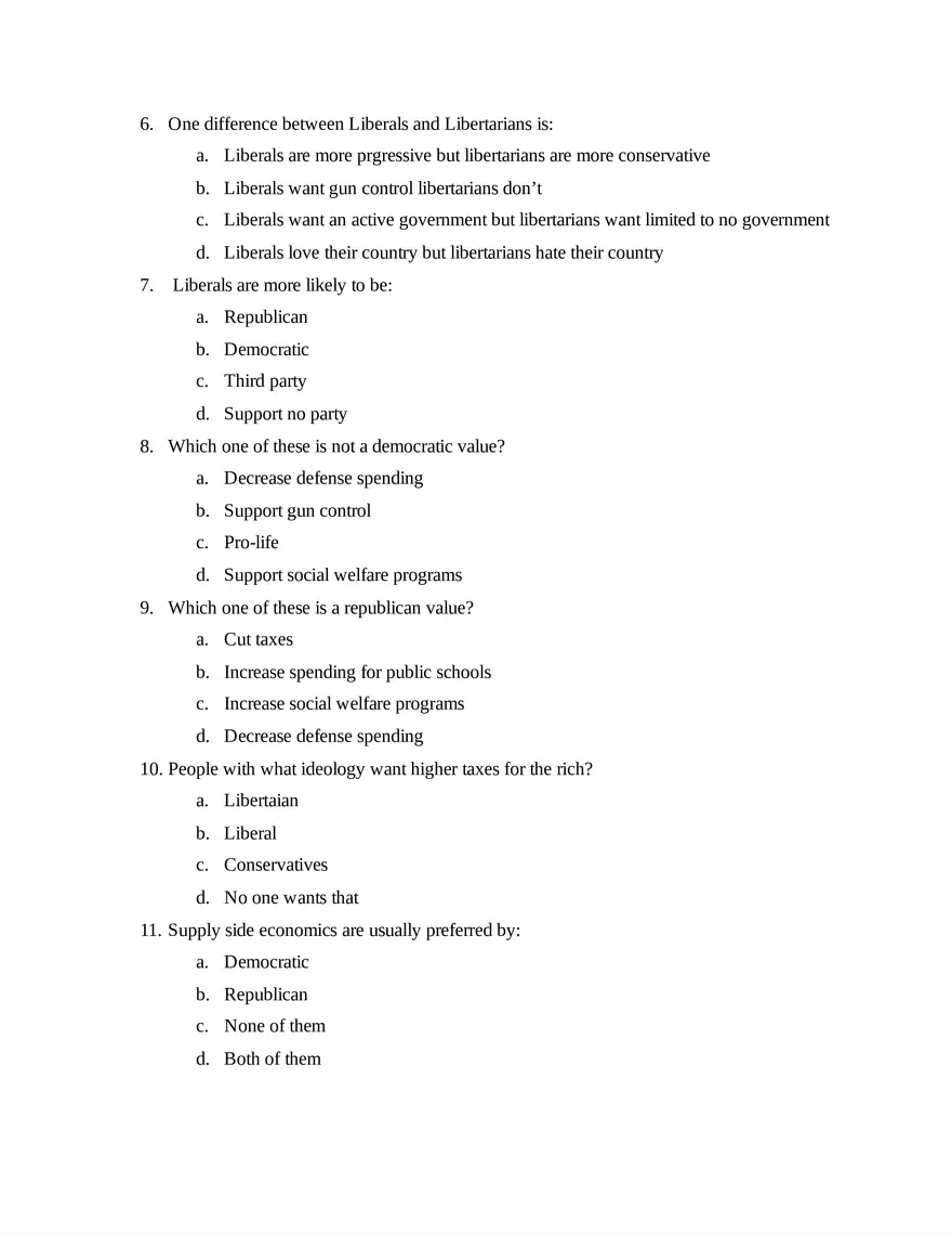 AP U.S. Government and Politics Unit 4 Quiz - Page 2