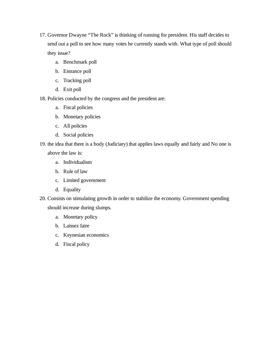 AP U.S. Government and Politics Unit 4 Quiz - Page 4