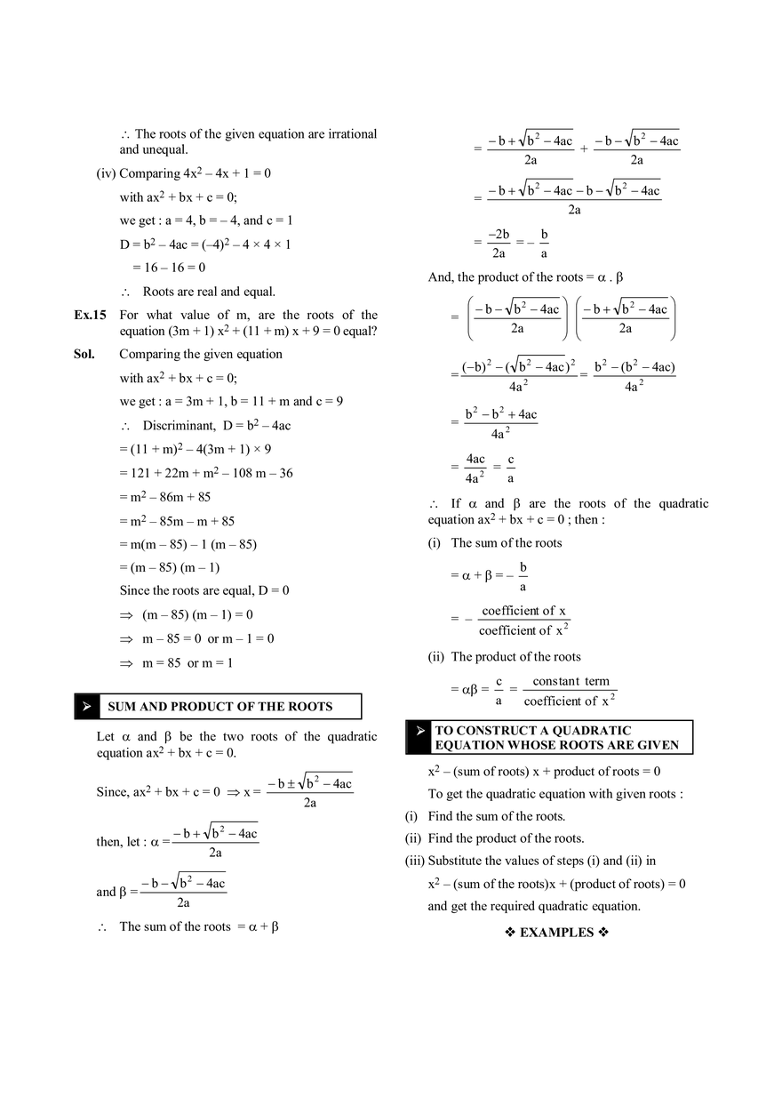 Quadratic Equation Notes - Page 17