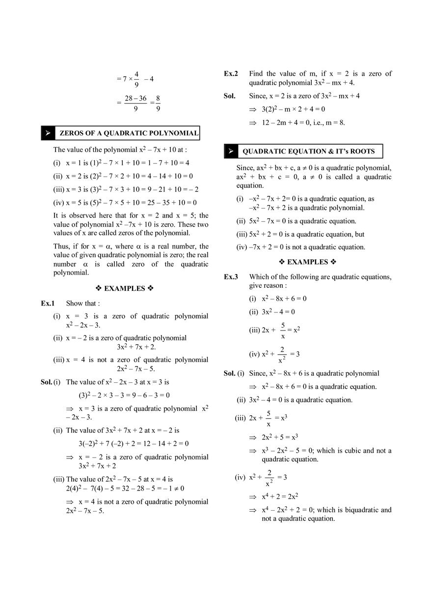 Quadratic Equation Notes - Page 2