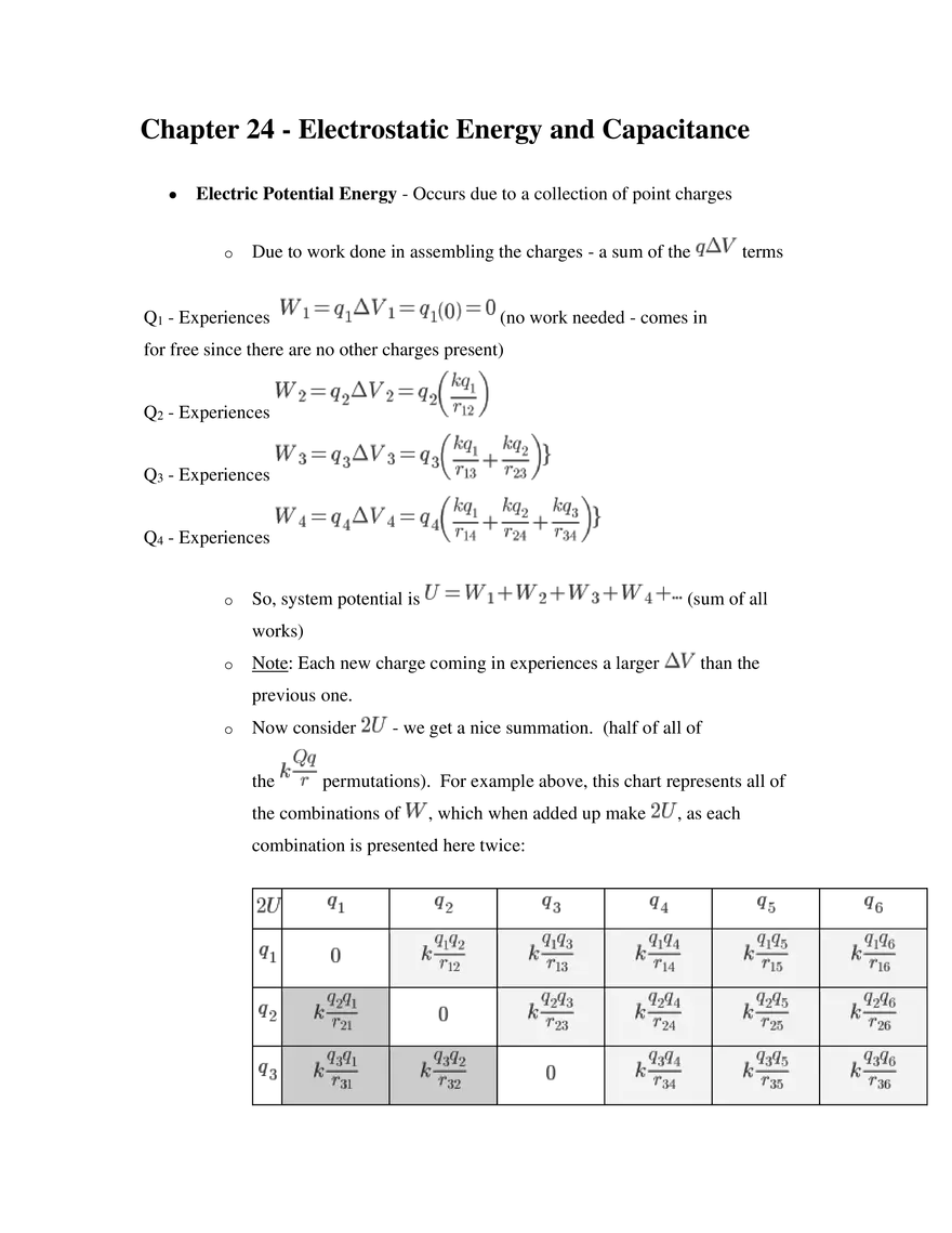 Chapter 24 - Electrostatic Energy and Capacitance - Page 1