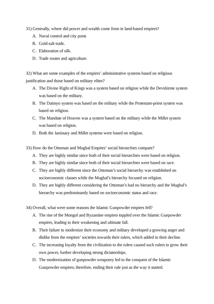 AP World History Unit 3 Quiz - Page 17