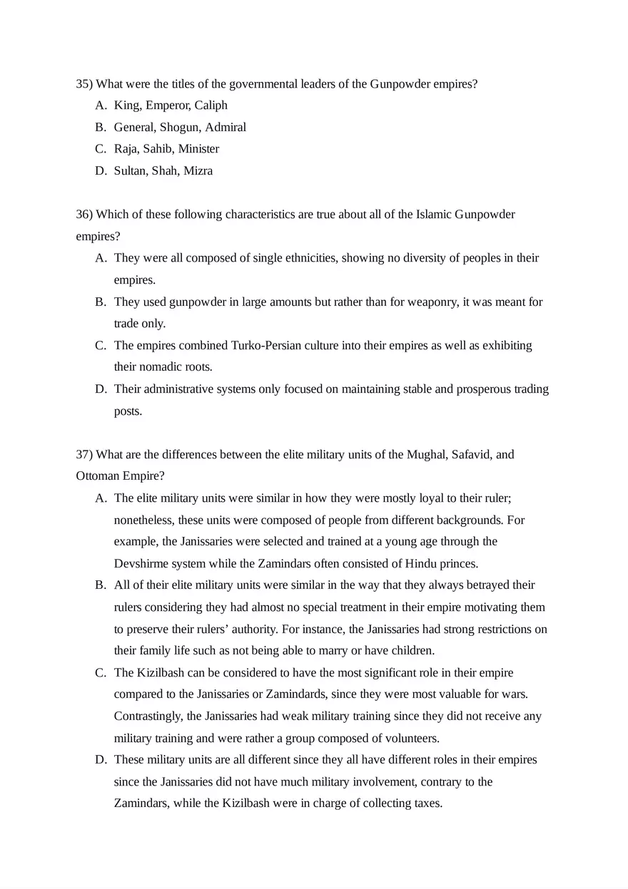 AP World History Unit 3 Quiz - Page 18