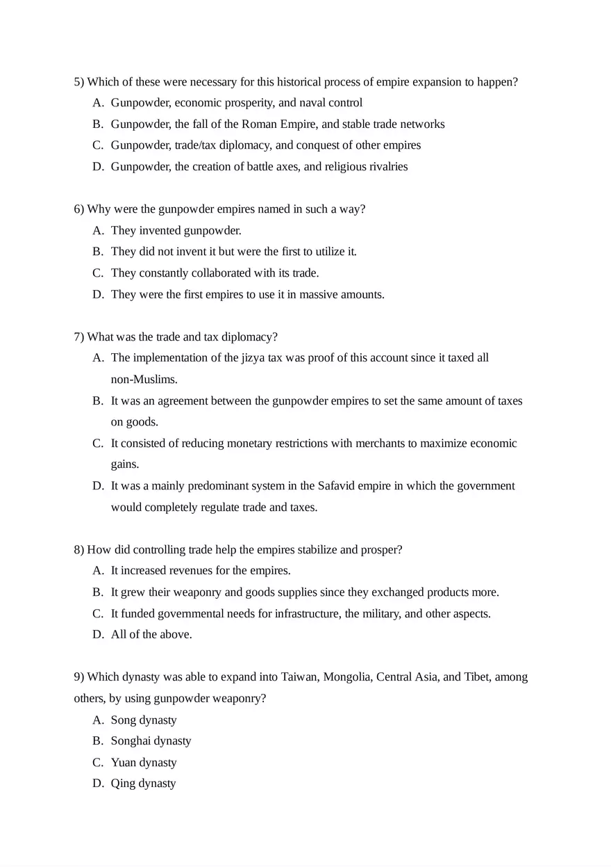 AP World History Unit 3 Quiz - Page 2