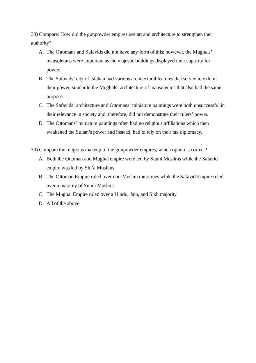 AP World History Unit 3 Quiz - Page 3