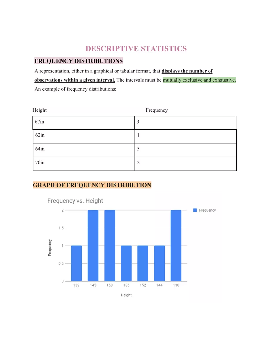 Statistics Descriptive Statistics - Page 1