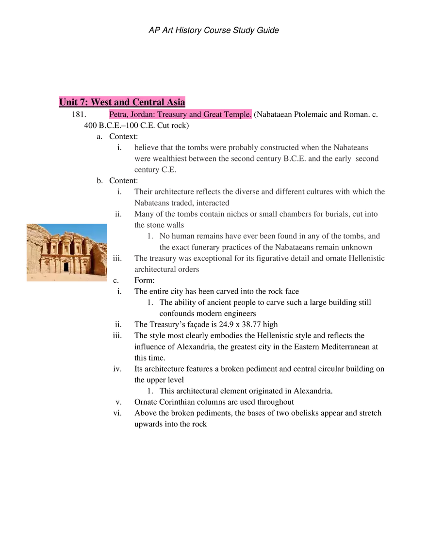 AP Art History Unit 7 West and Central Asia - Page 1