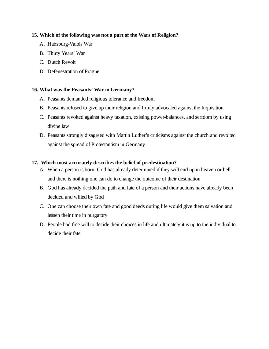 AP European History Unit 2 Quiz - Page 8