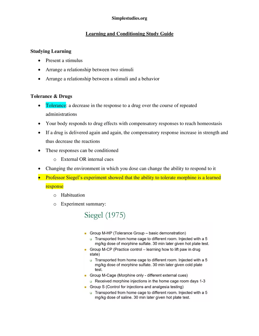 Learning and Conditioning Study Guide - Page 1