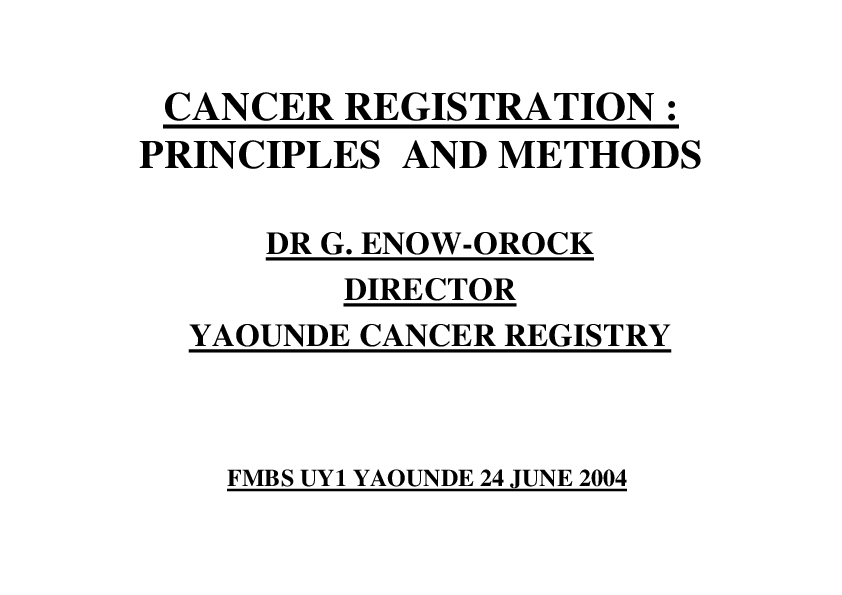 Cancer Registration: Principles And Methods - Page 1