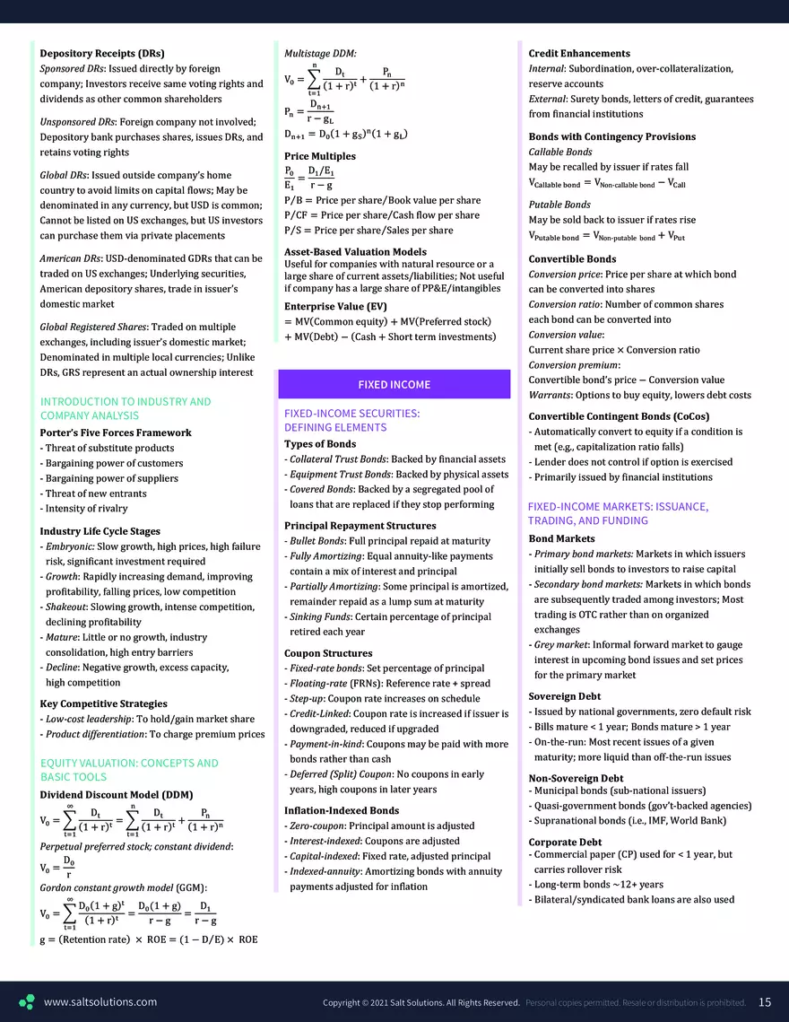 CFA 1 Formula Sheet – 2023 Syllabus - Page 7
