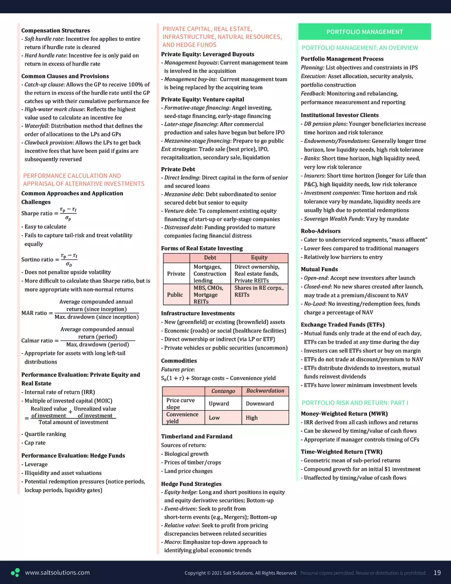 CFA 1 Formula Sheet – 2023 Syllabus - Page 11