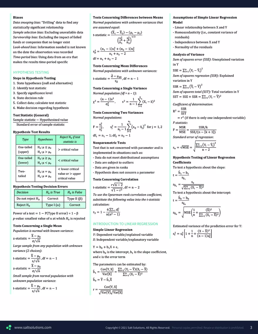 CFA 1 Formula Sheet – 2023 Syllabus - Page 13