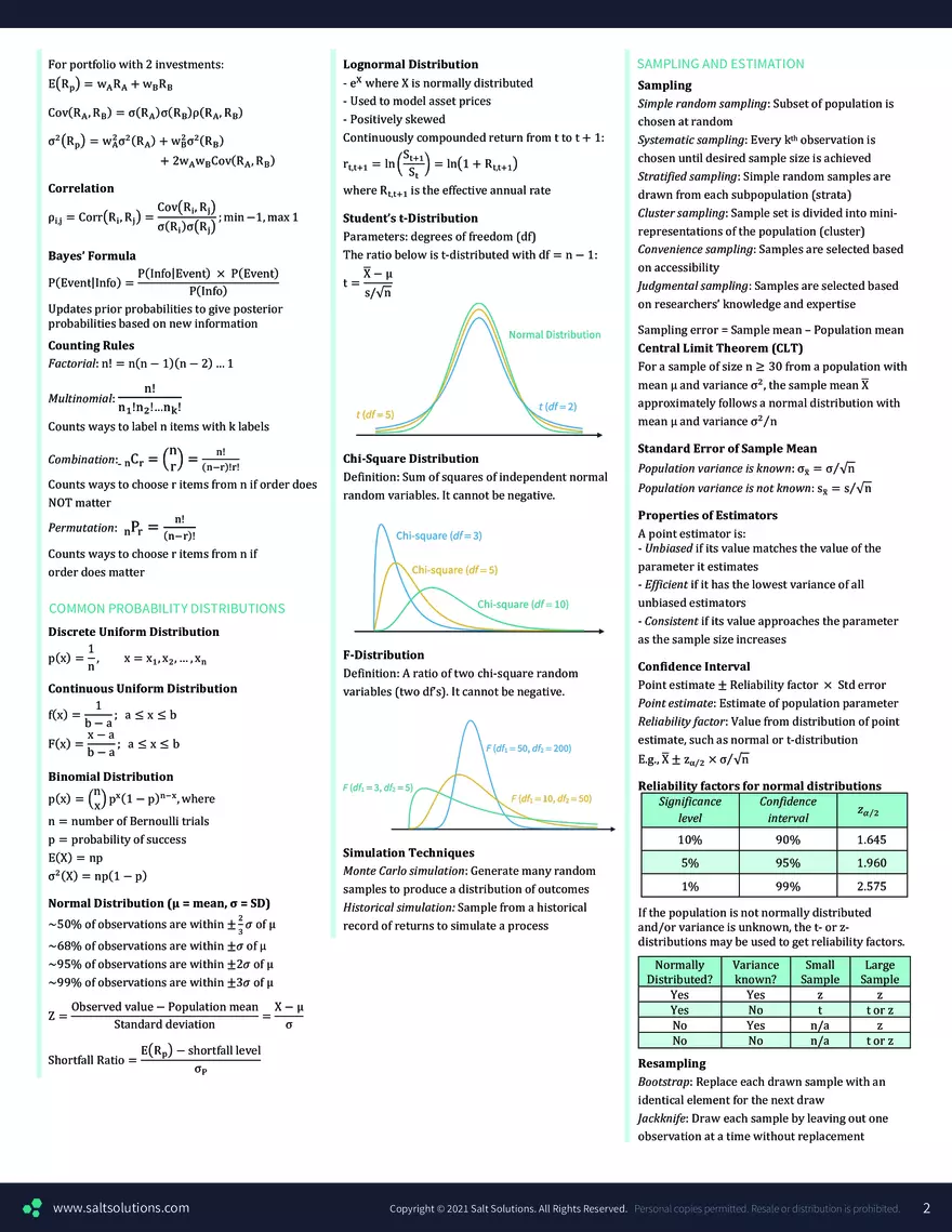 CFA 1 Formula Sheet – 2023 Syllabus - Page 2