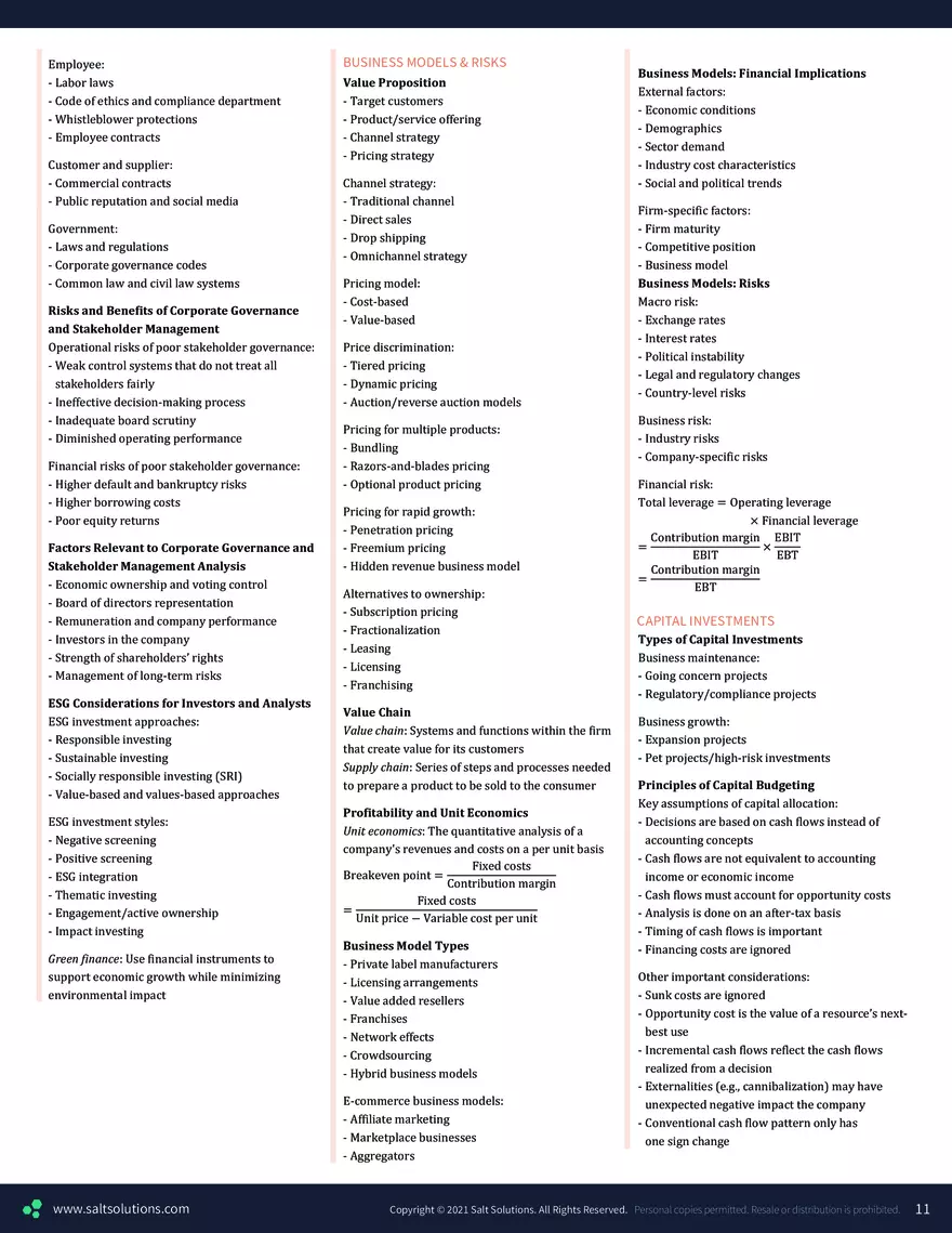 CFA 1 Formula Sheet – 2023 Syllabus - Page 3