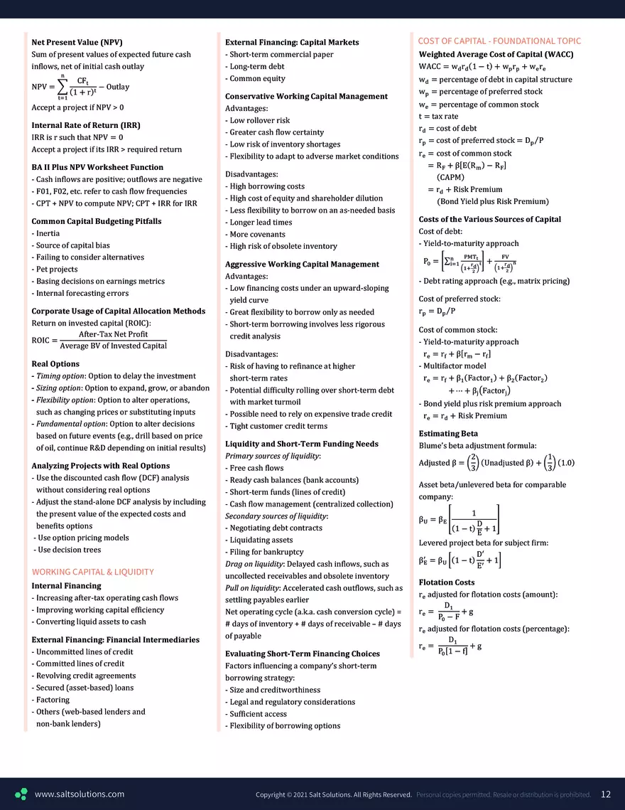 CFA 1 Formula Sheet – 2023 Syllabus - Page 4