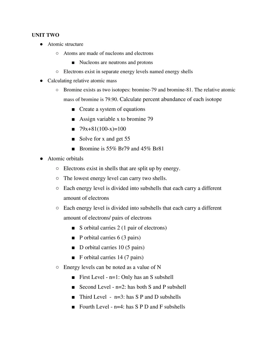 IB SL Chemistry Unit 2 - Page 1