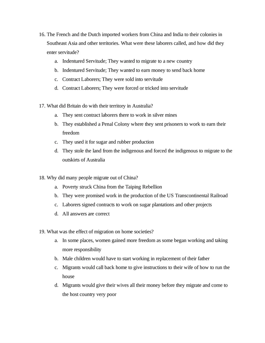 AP World History Unit 6 Quiz - Page 5