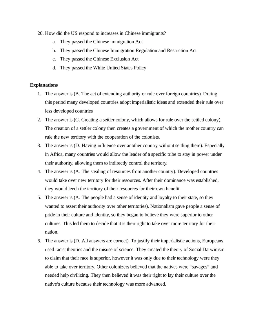 AP World History Unit 6 Quiz - Page 6