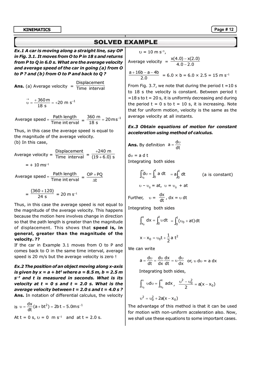 Kinematics Solved Example - Page 1