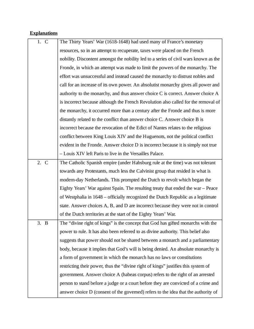 AP European History Unit 3 Quiz - Page 11