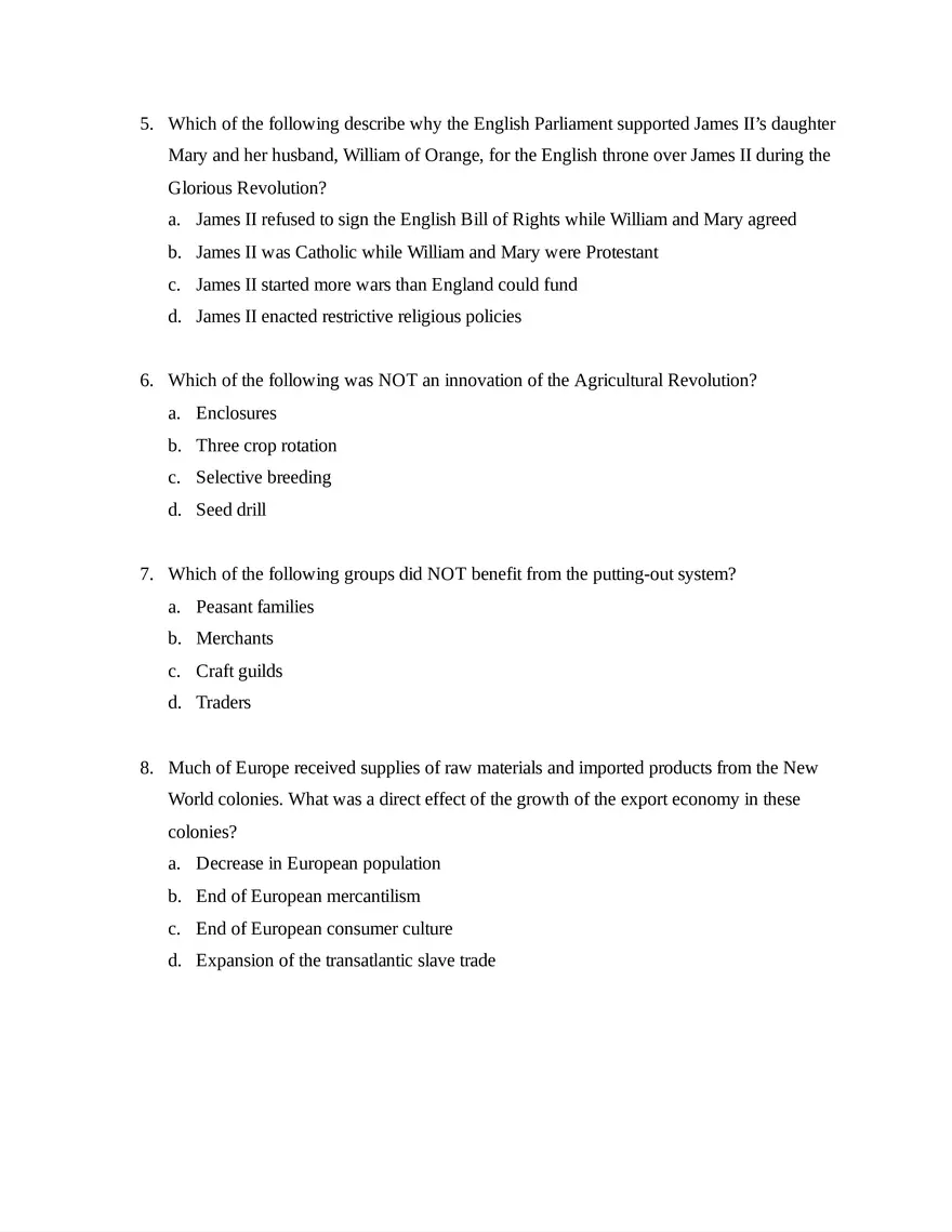 AP European History Unit 3 Quiz - Page 2