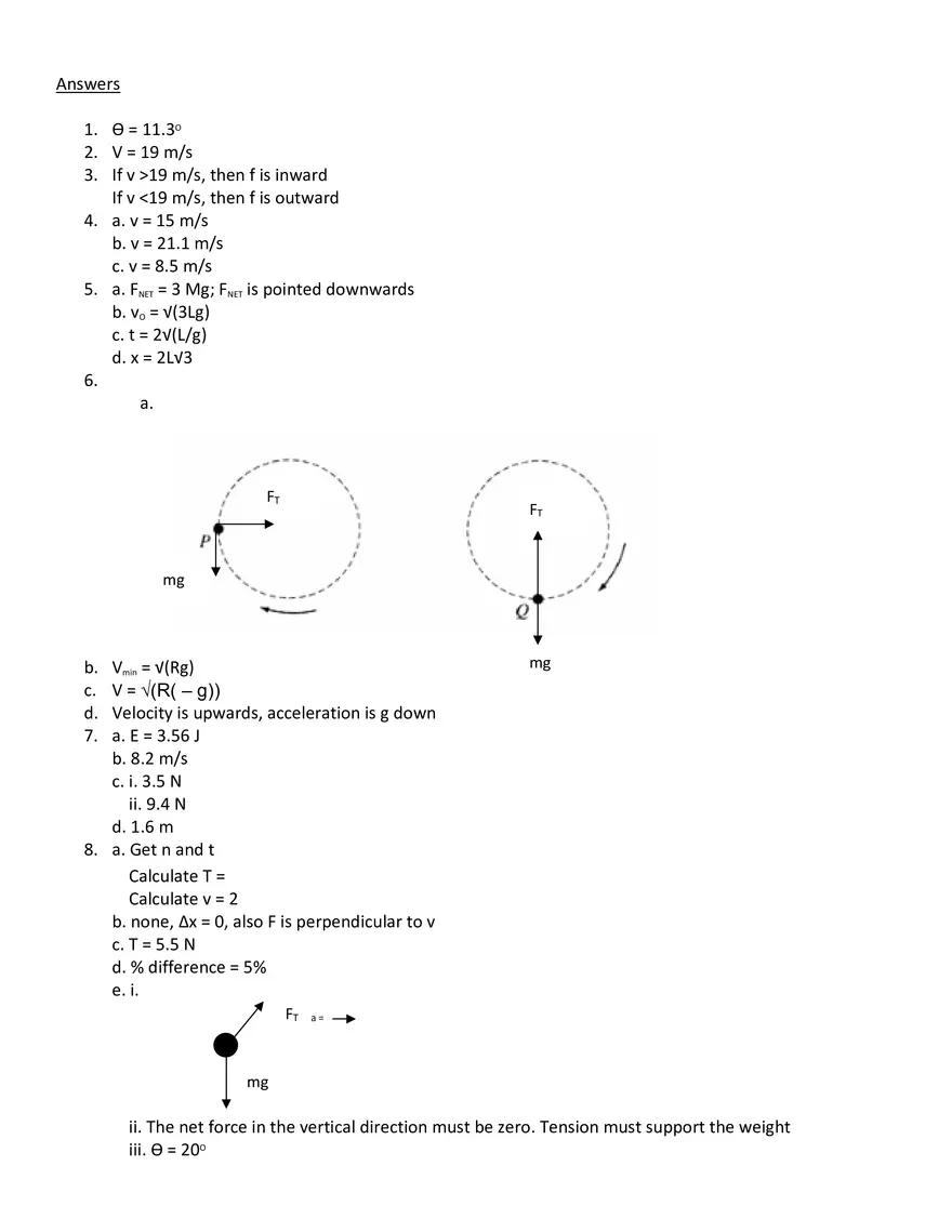 Circular Motion Skill Building Problems - Page 7