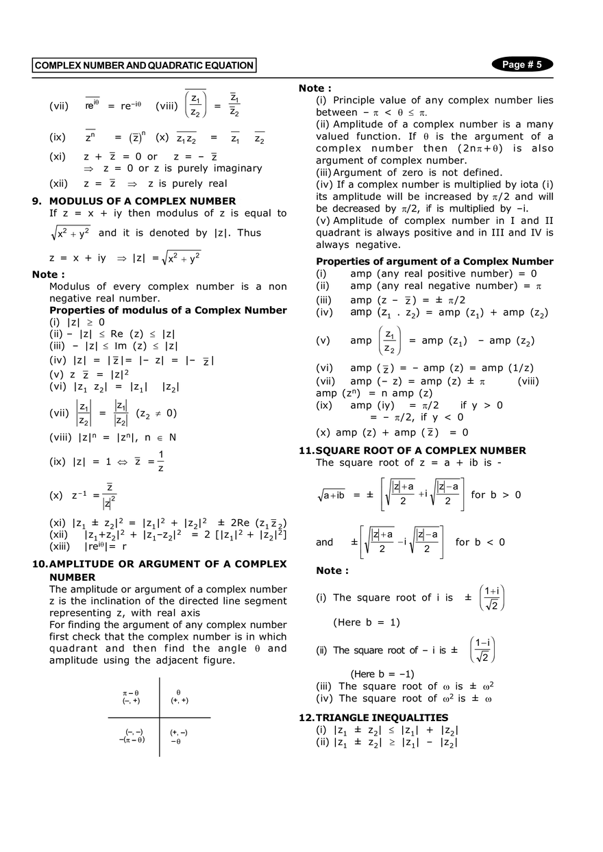 Complex Number and Quadratic Equation Notes - Page 5