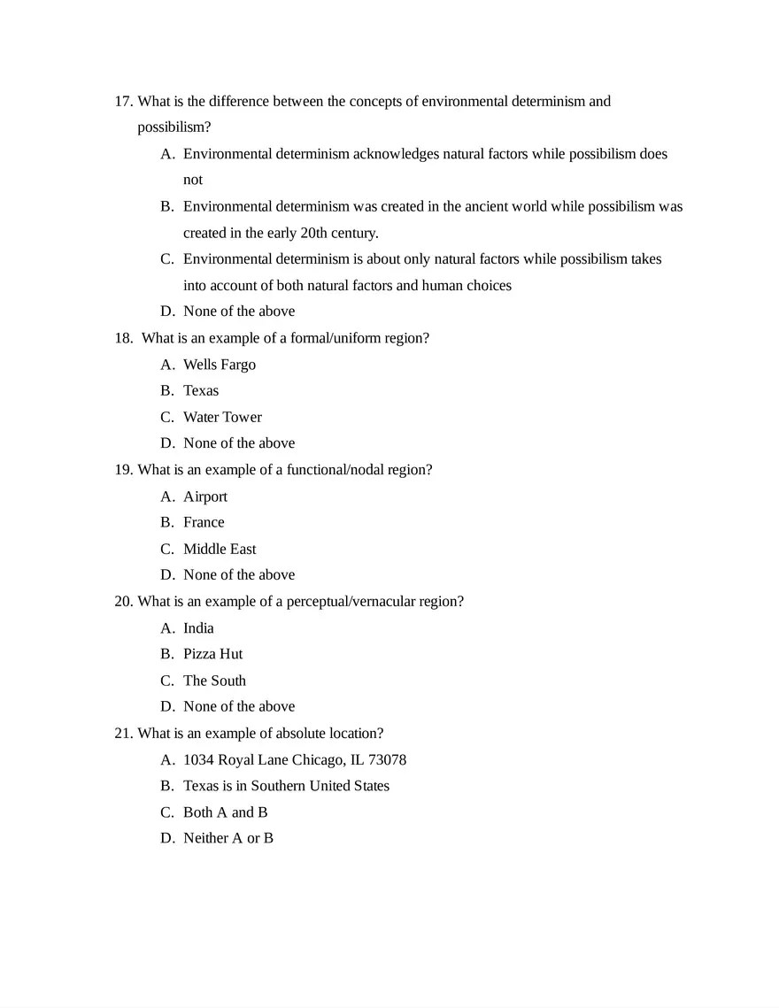 AP Human Geography Unit 1 Quiz - Page 4