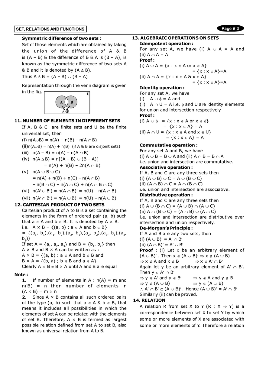 Set, Relations and Functions Notes - Page 3