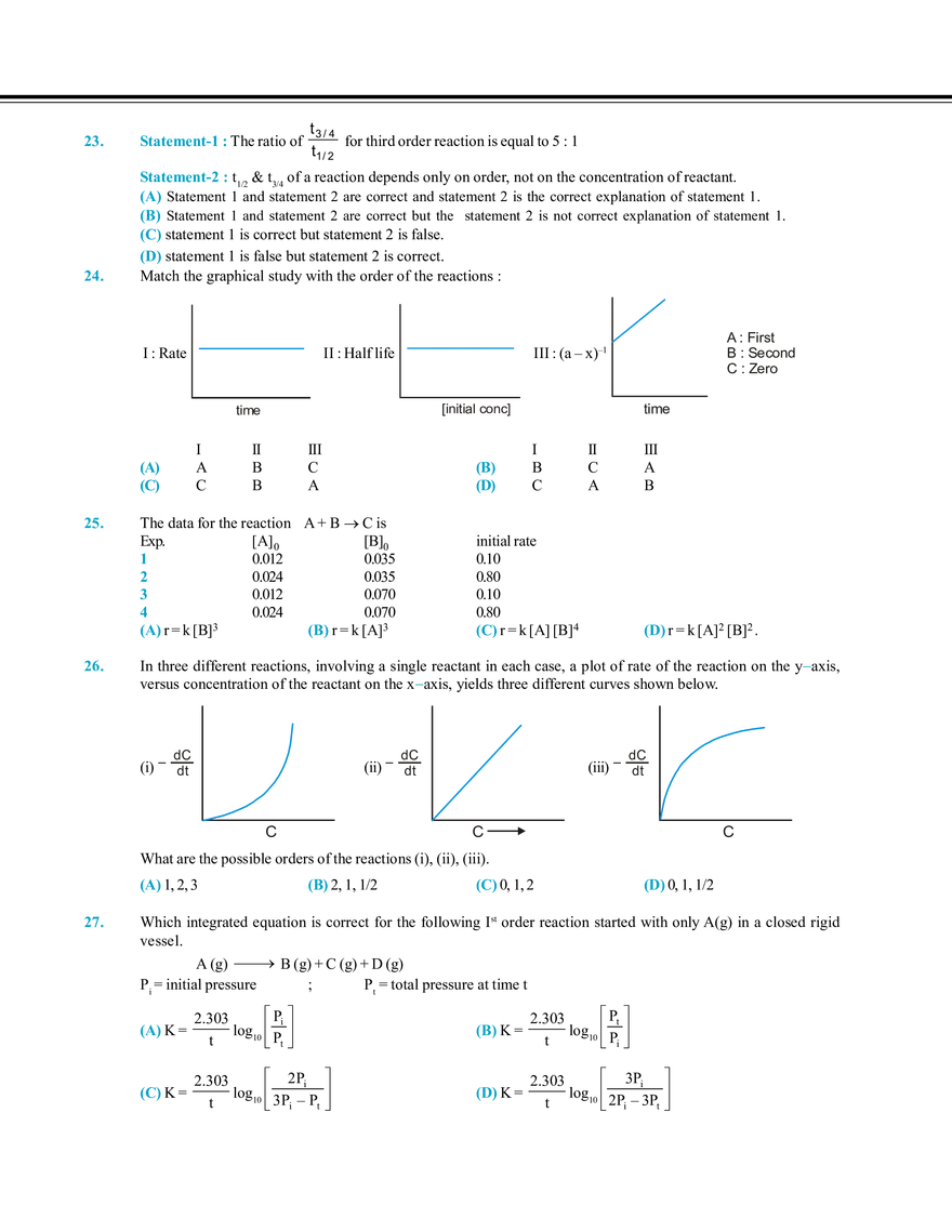 Chemical Kinetics and Nuclear Chemistry Exercise # 1 - Page 7