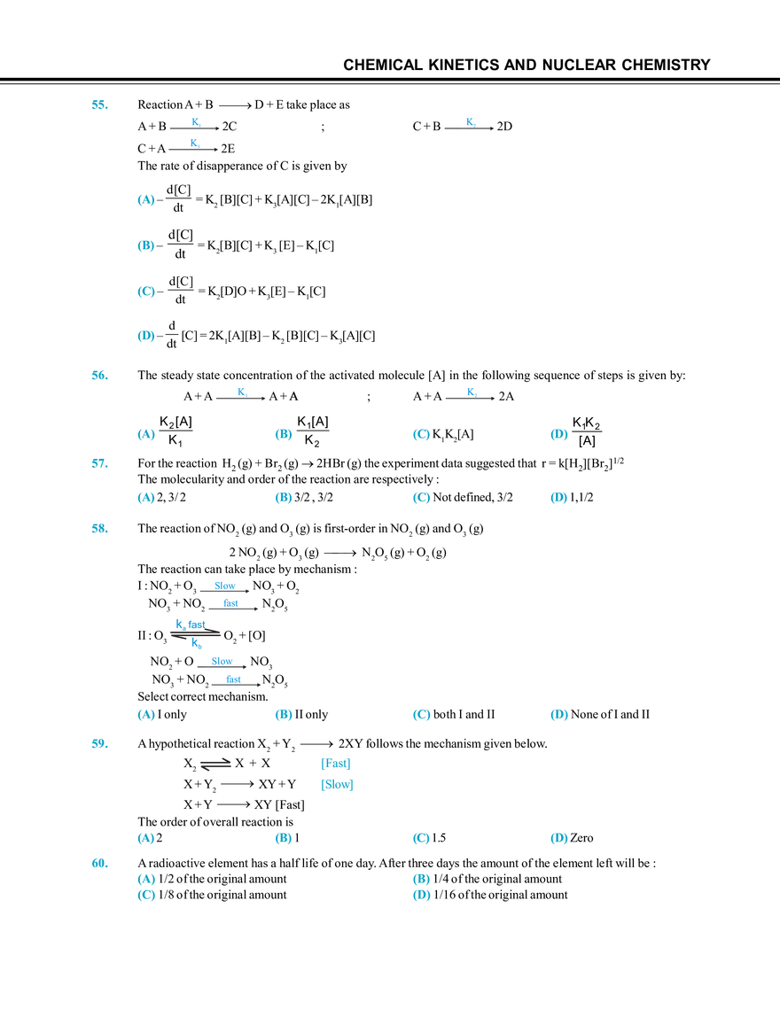 Chemical Kinetics and Nuclear Chemistry Exercise # 1 - Page 12