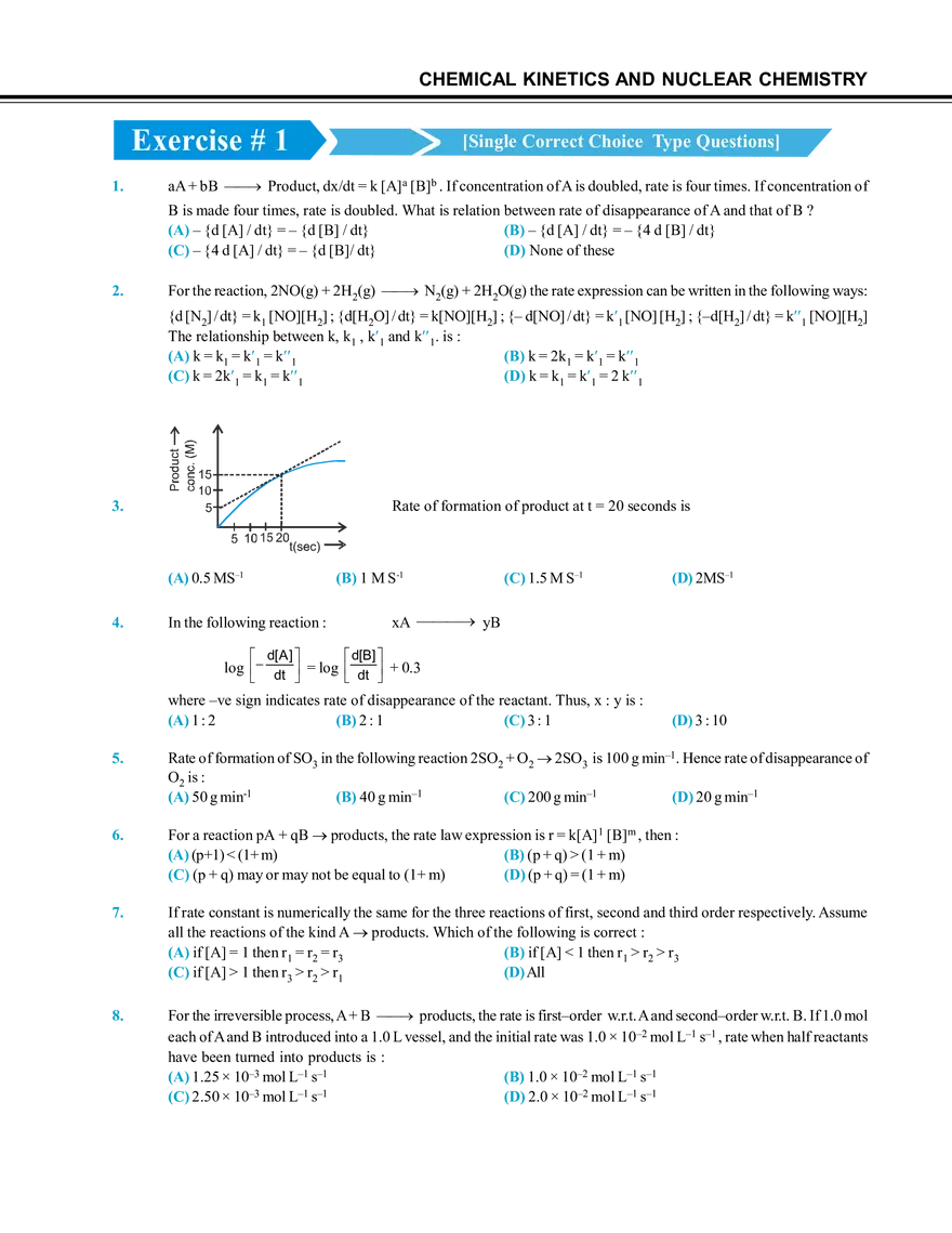 Chemical Kinetics and Nuclear Chemistry Exercise # 1 - Page 1
