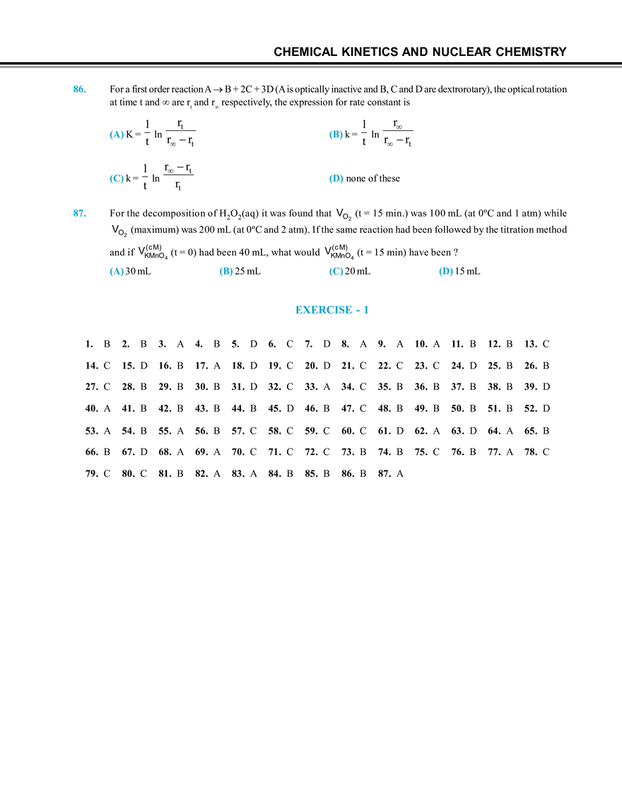 Chemical Kinetics and Nuclear Chemistry Exercise # 1 - Page 5