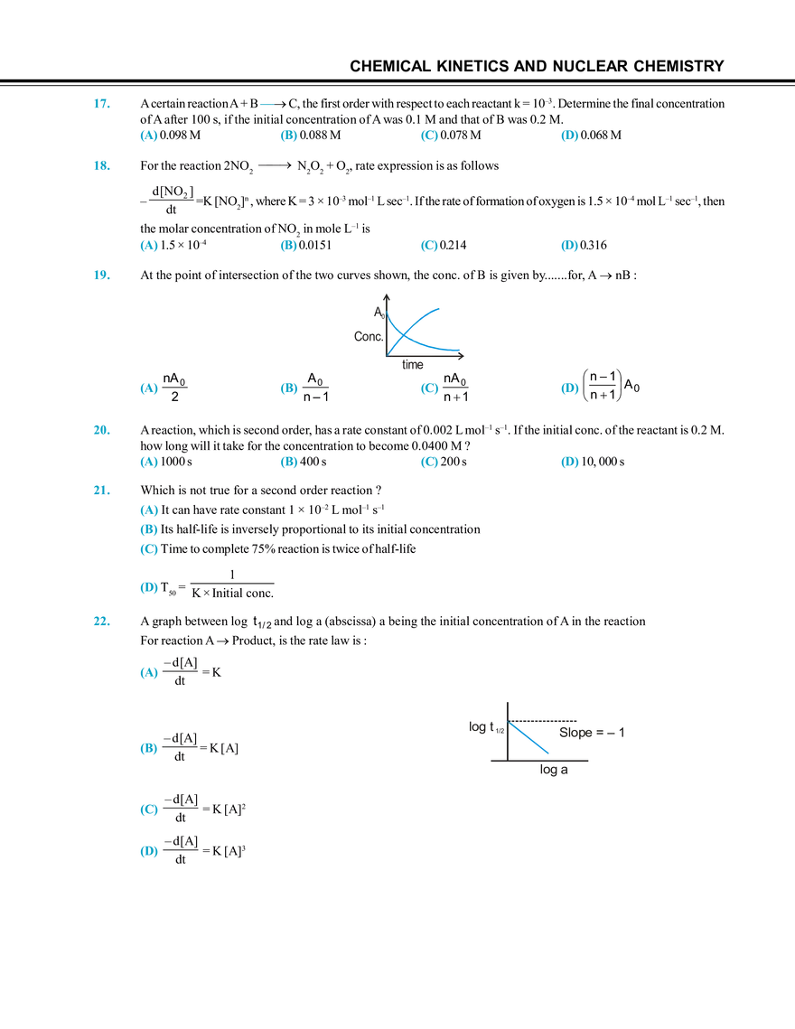 Chemical Kinetics and Nuclear Chemistry Exercise # 1 - Page 6