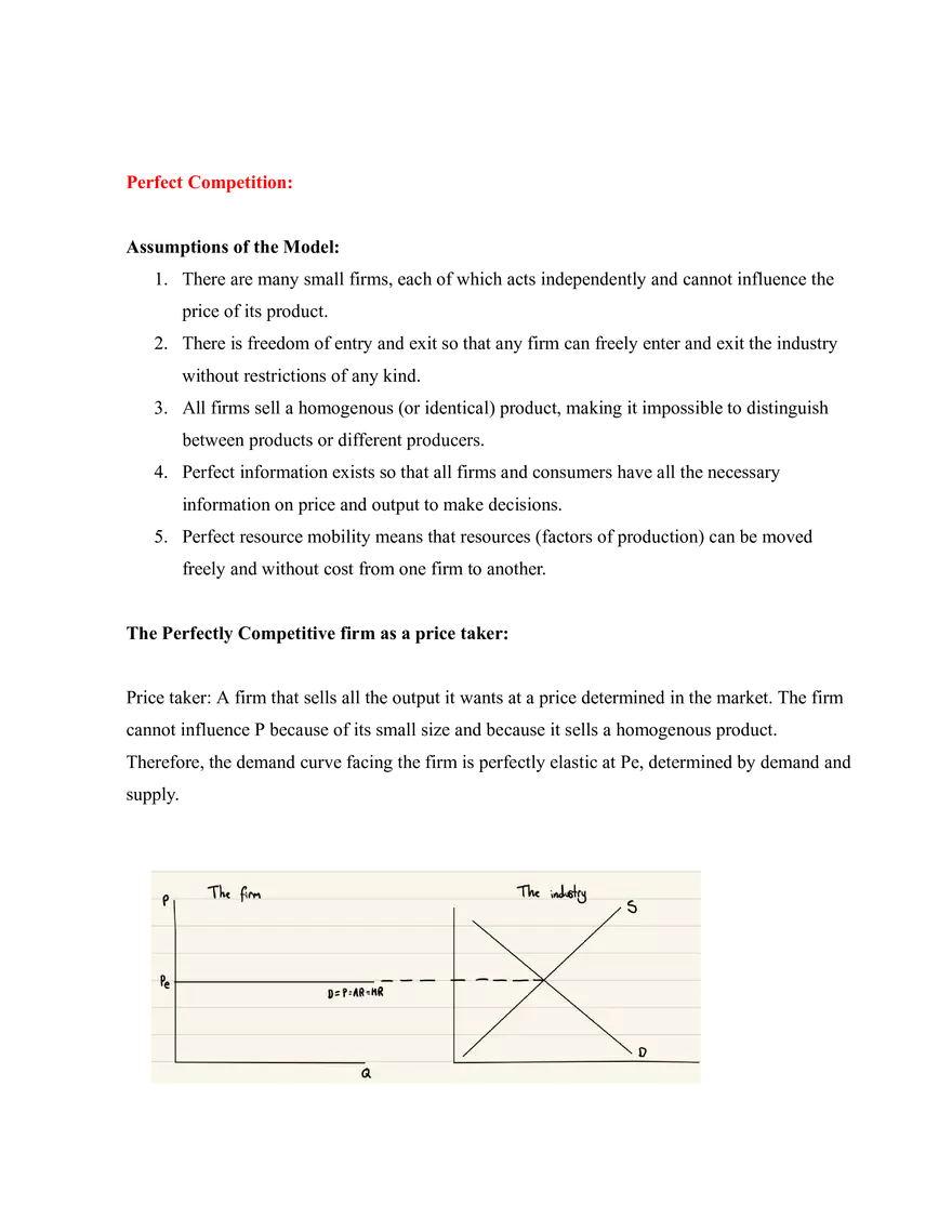 Microeconomics Notes Perfect Competition - Page 1