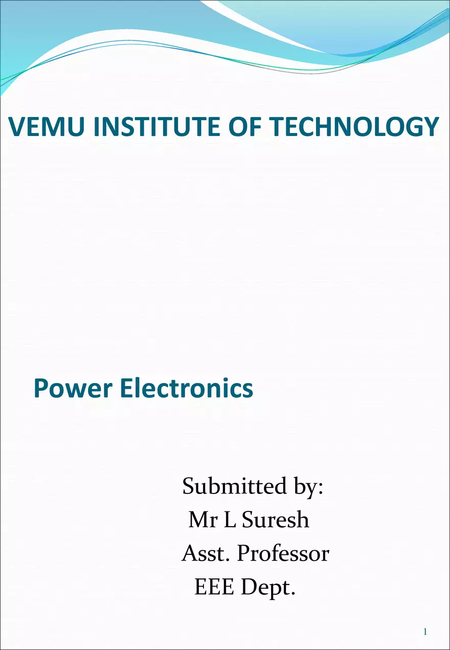 Power Electronics - Study Notes - Page 1