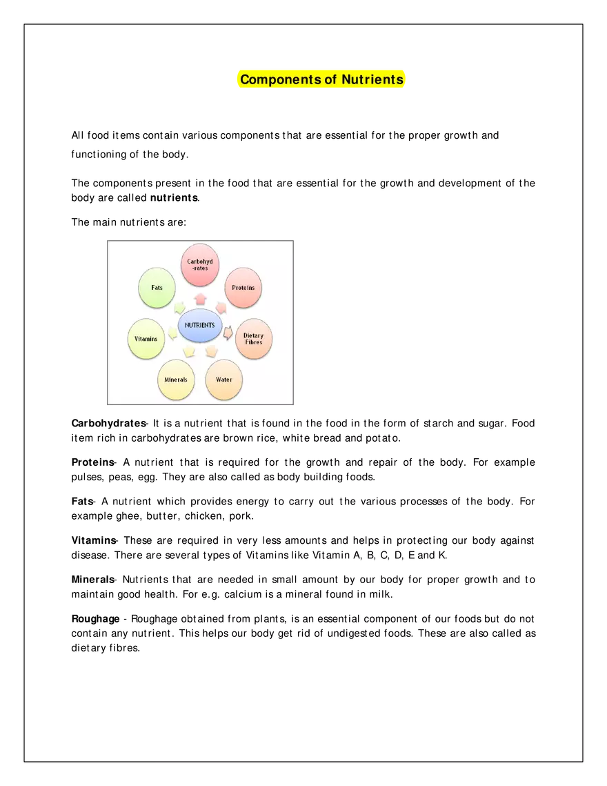 Components of Nutrients - Page 1