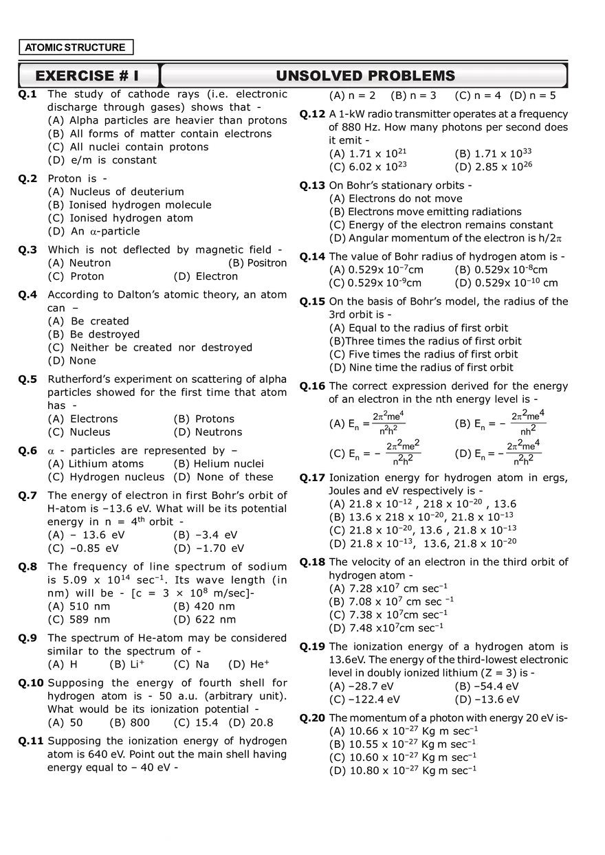 Atomic Structure Level 1 - Page 1