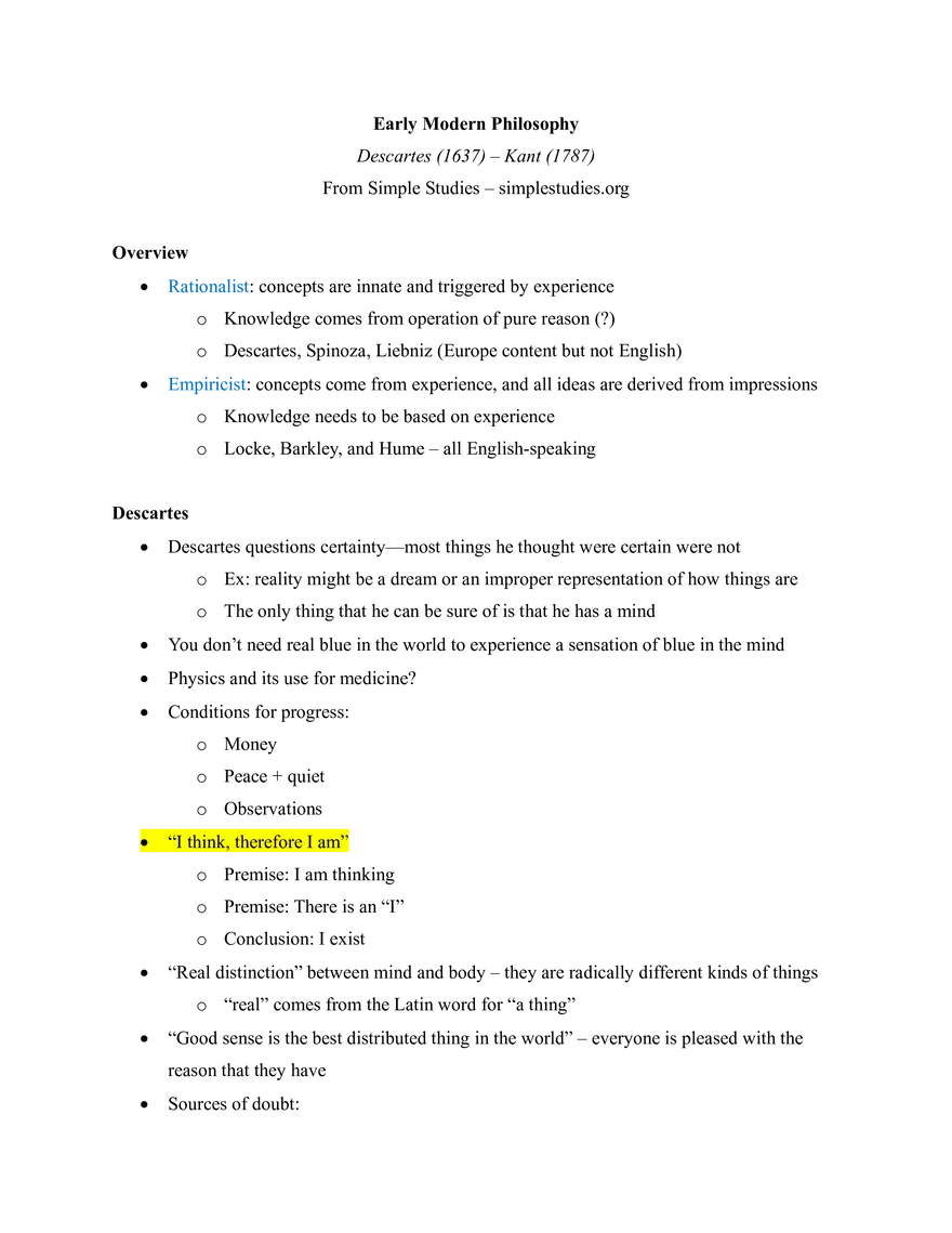 Early Modern Philosophy - Page 1
