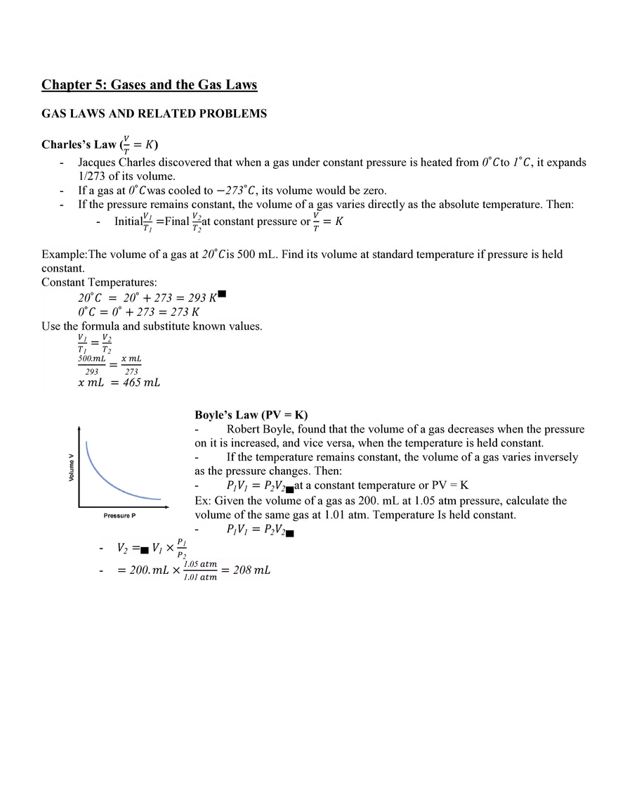 Chapter 5 Gases and the Gas Laws - Page 1