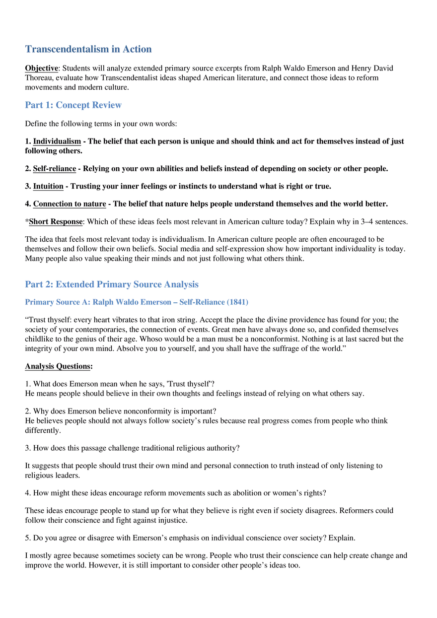 Transcendentalism in Action - Page 1