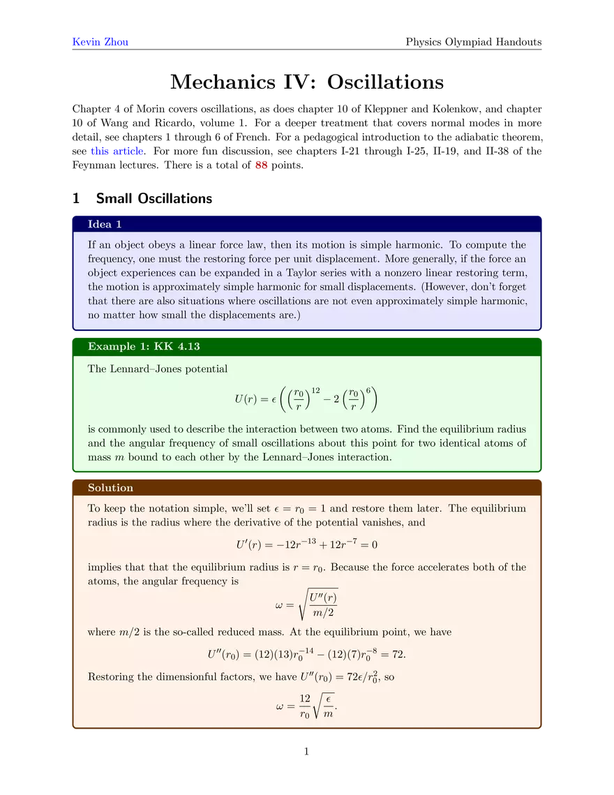 Mechanics IV: Oscillations - Page 1