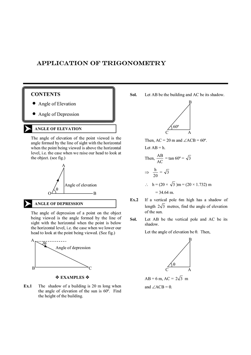 Application of Trigonometry - Page 1