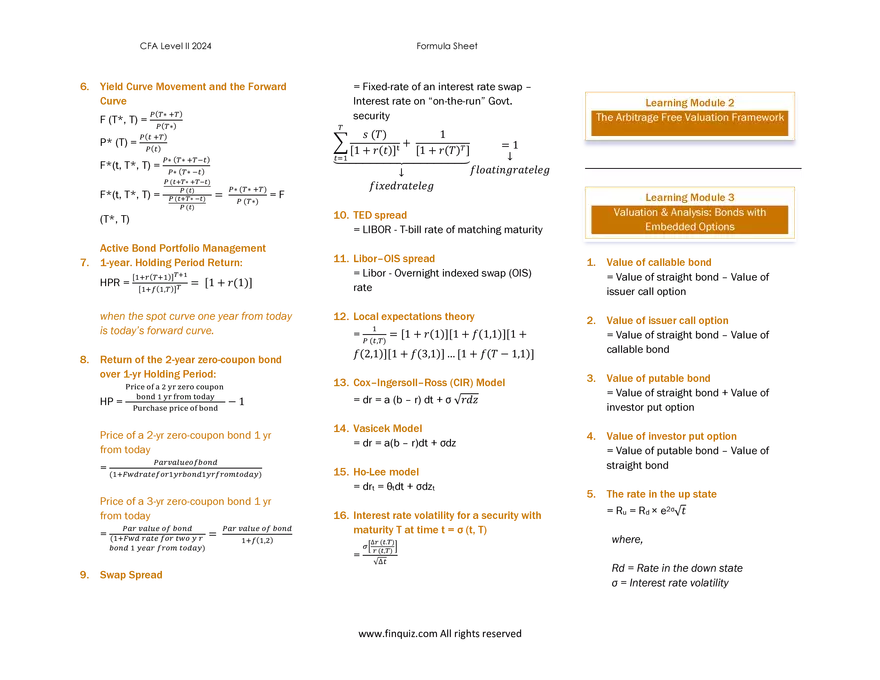 CFA L2 Formula Cheat Sheet - Page 11