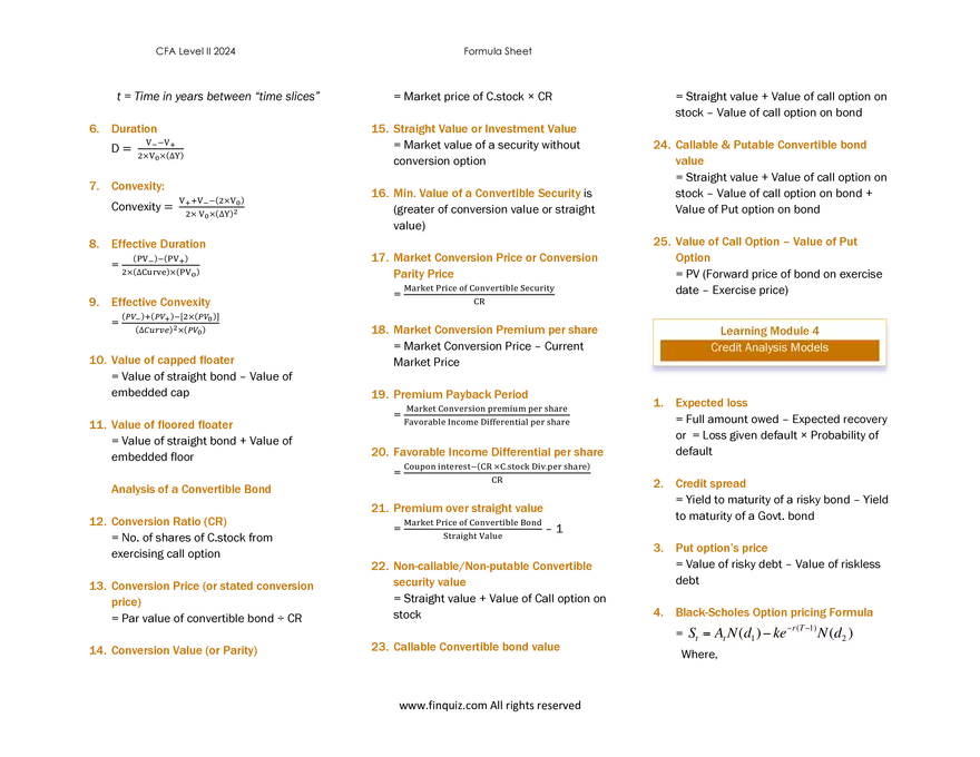 CFA L2 Formula Cheat Sheet - Page 12